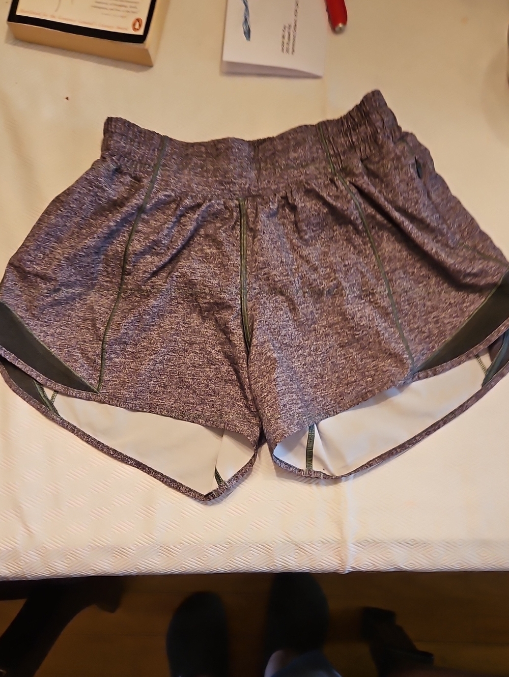 lululemon athletica Women's Heather Gray Athletic Shorts with Contrast Trim